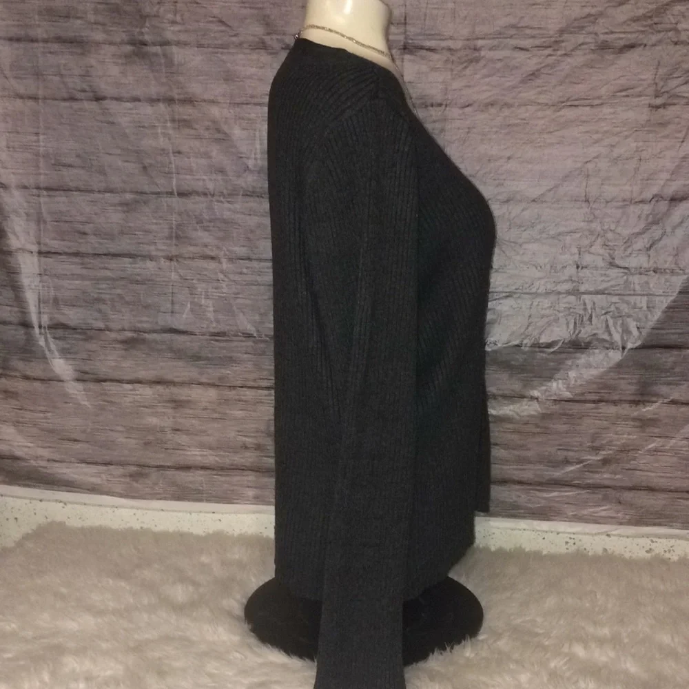 Worthington Dark Gray Ribbed Buttoned Down Cardigan - Picture 5 of 8